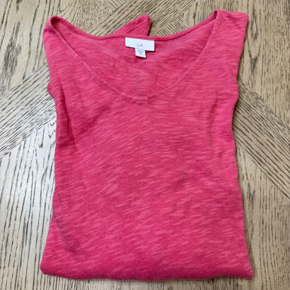 J.Jill Medium Tall‎ Women's Pink Long Sleeve V-Neck Crochet Hem Top